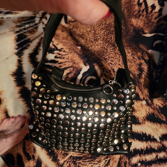 Nine West Black and Silver Studded Shoulder Bag - Picture 2 of 4